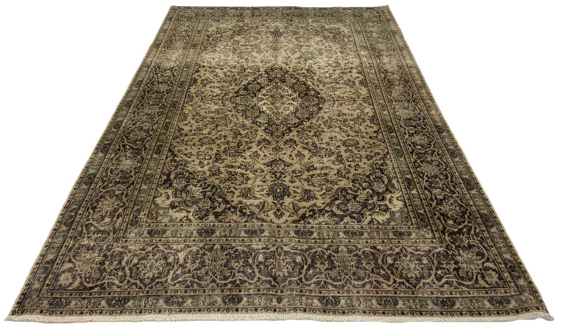 Vintage Perserteppich 295 x 195 cm – Handgeknüpft, Aufwendig Aufgearbeitet, Modernes Design