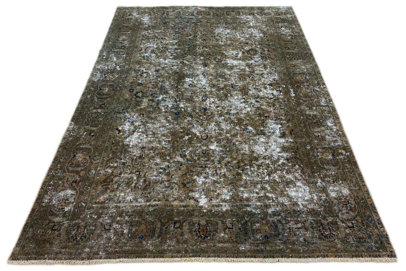 Vintage Perserteppich 296 x 196 cm – Handgeknüpft, Aufwendig Aufgearbeitet, Modernes Design