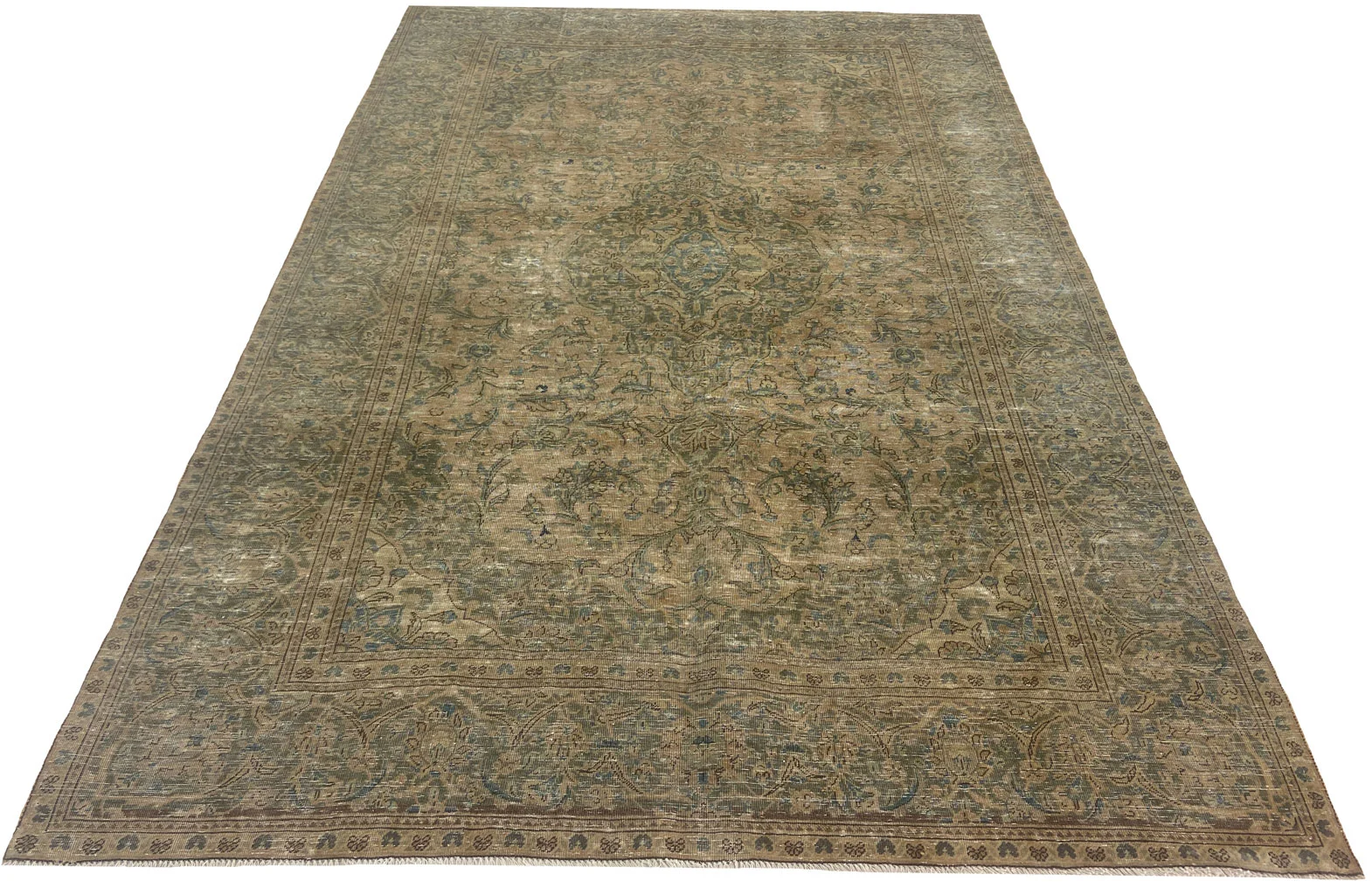 Vintage Perserteppich 302 x 197 cm – Handgeknüpft, Aufwendig Aufgearbeitet mit Modernem Touch, Einzigartiges Design