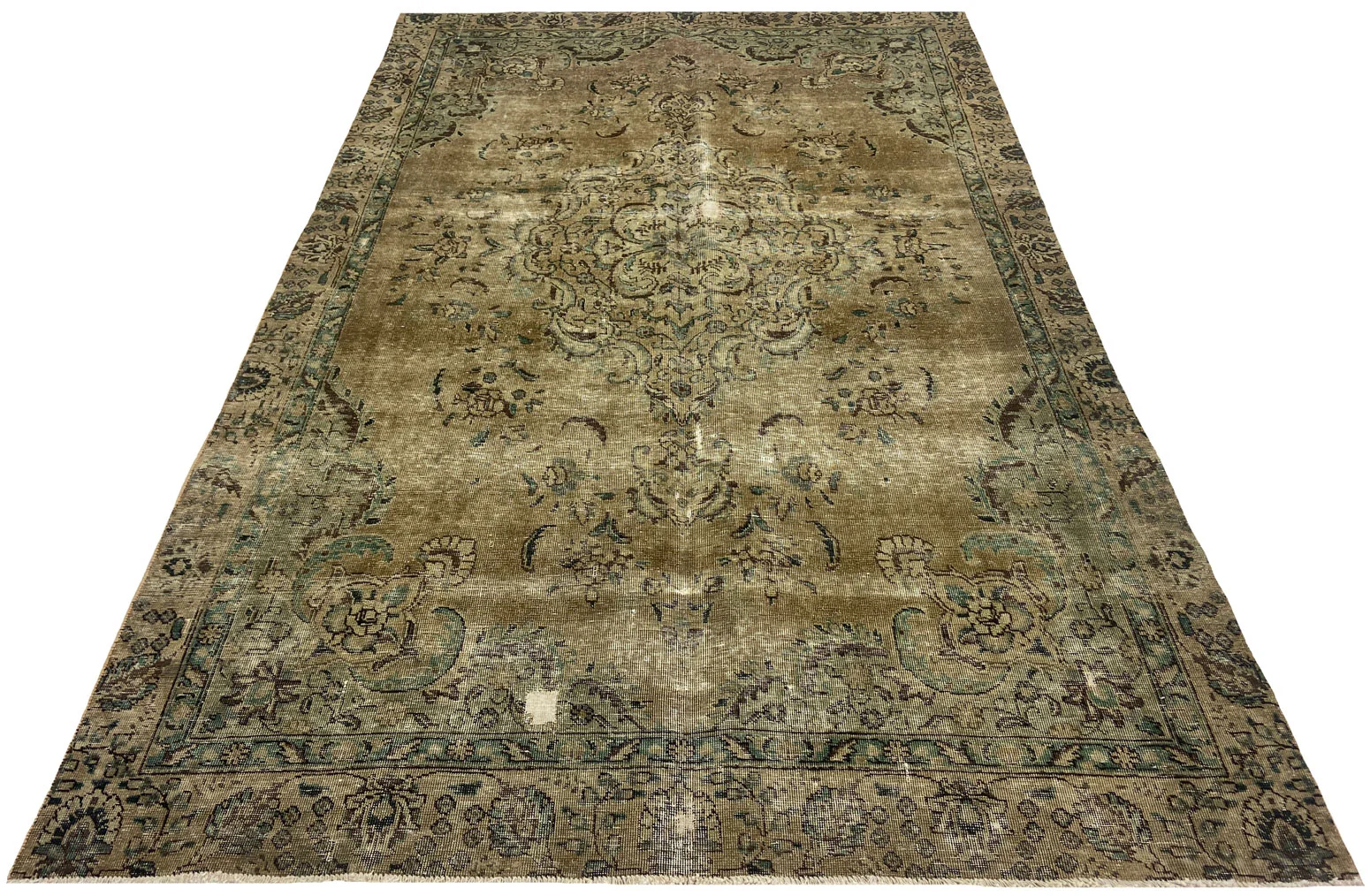 Vintage Perserteppich 303 x 192 cm – Handgeknüpft, Aufwendig Aufgearbeitet, Modernes Design