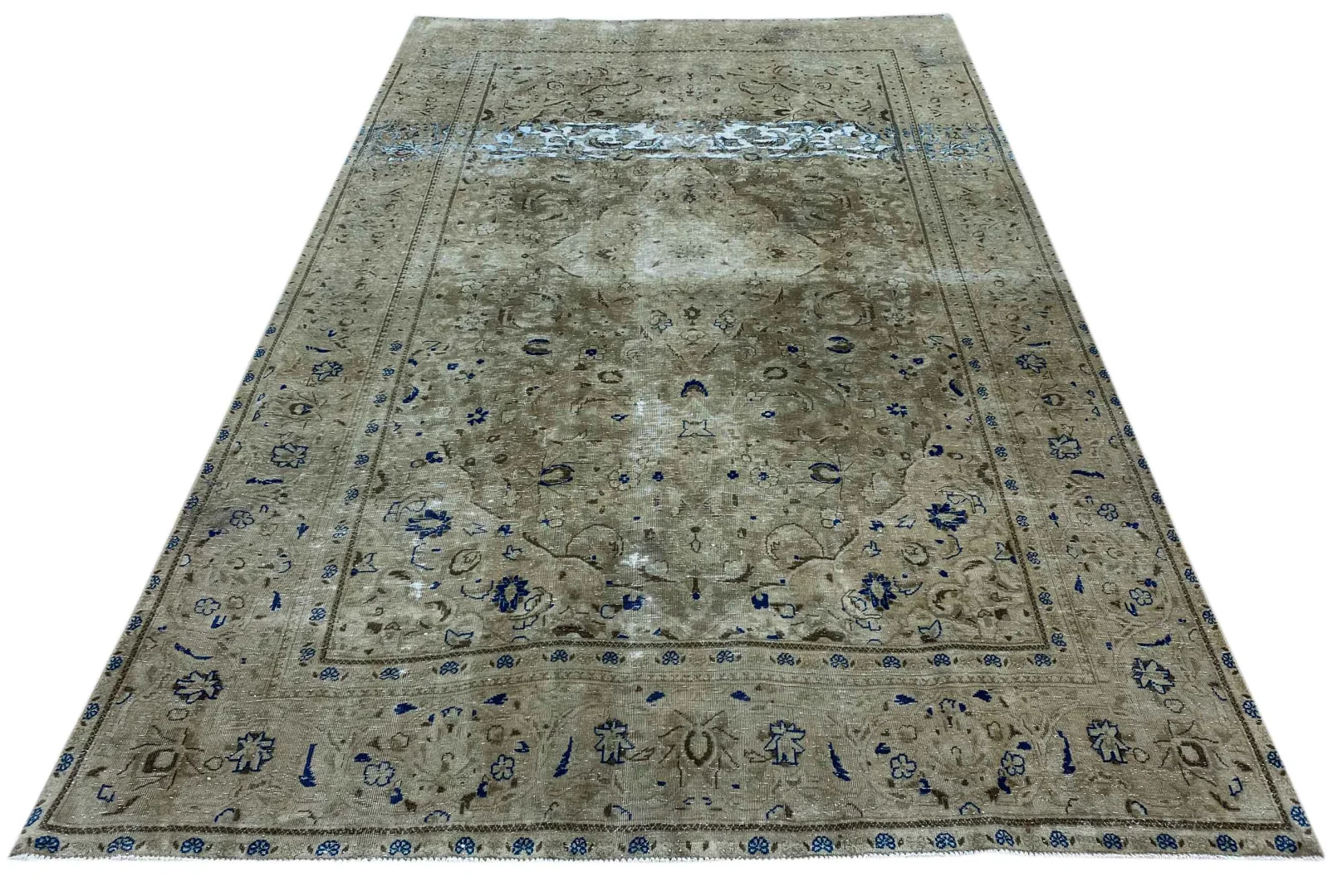 Vintage Perserteppich 305 x 190 cm - Handgeknüpft, Aufwendig Aufgearbeitet, Modernes Design