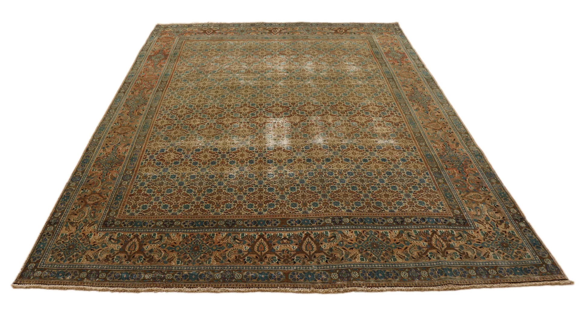 Vintage Perserteppich 306 x 210 cm – Handgeknüpft, Aufwendig Aufgearbeitet, Einzigartiges Design – Handgeknüpft, Perserteppich
