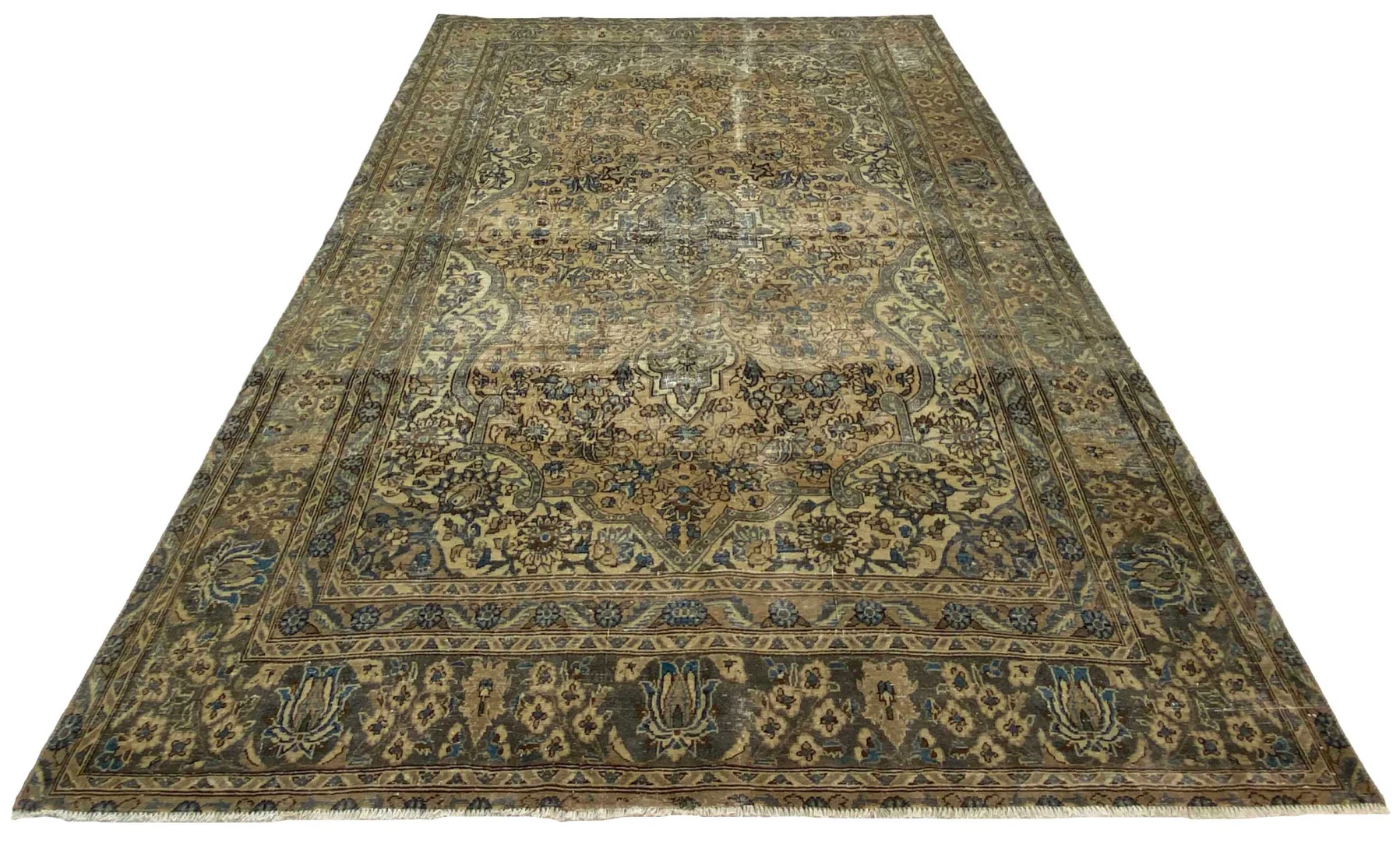 Vintage Perserteppich 312 x 207 cm - Handgeknüpft, Aufwendig Aufgearbeitet, Modernes Design