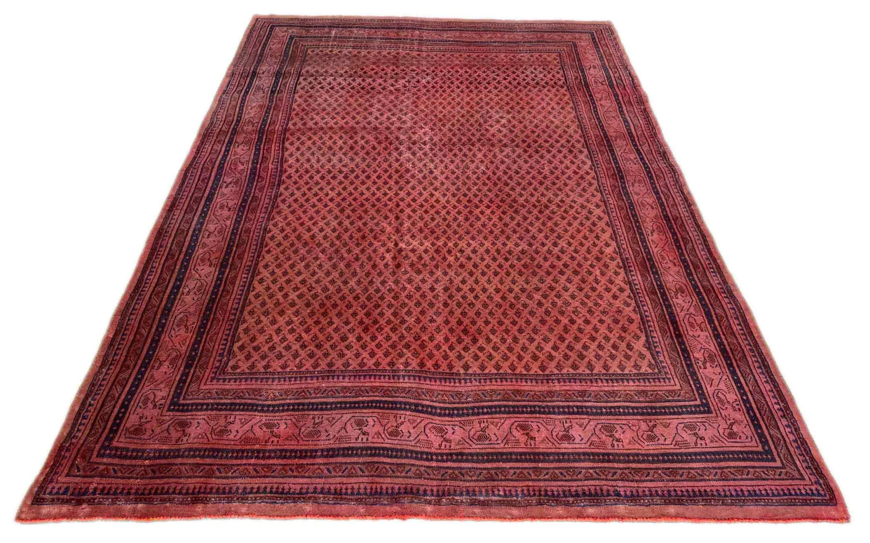 Vintage Perserteppich 314 x 212 cm – Handgeknüpft, Aufwendig Farbiger Flor, Modernes Design, Einzigartige Ornamente