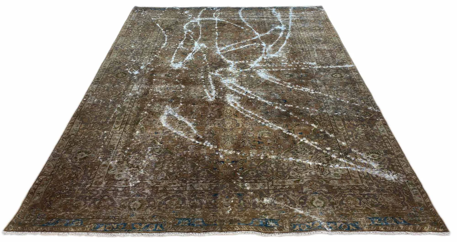Vintage Perserteppich 350 x 251 cm – Handgeknüpft, Farbenfrohes Design mit Sichtbaren Ornamenten