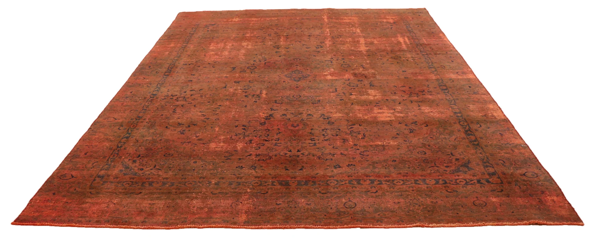 Vintage Perserteppich 357 x 253 cm - Handgeknüpft, Aufwendig Aufgearbeitet mit Modernen Farben und Klassischen Ornamenten