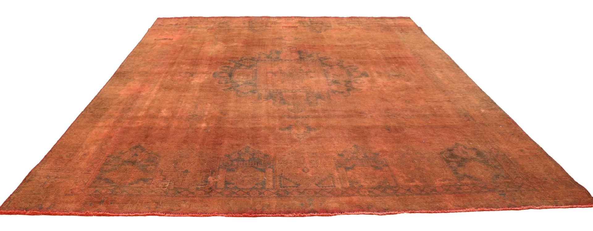 Vintage Perserteppich 372 x 291 cm – Aufwendig handgearbeitet, modernes Design, farblich angepasst, handgeknüpft, Perserteppich
