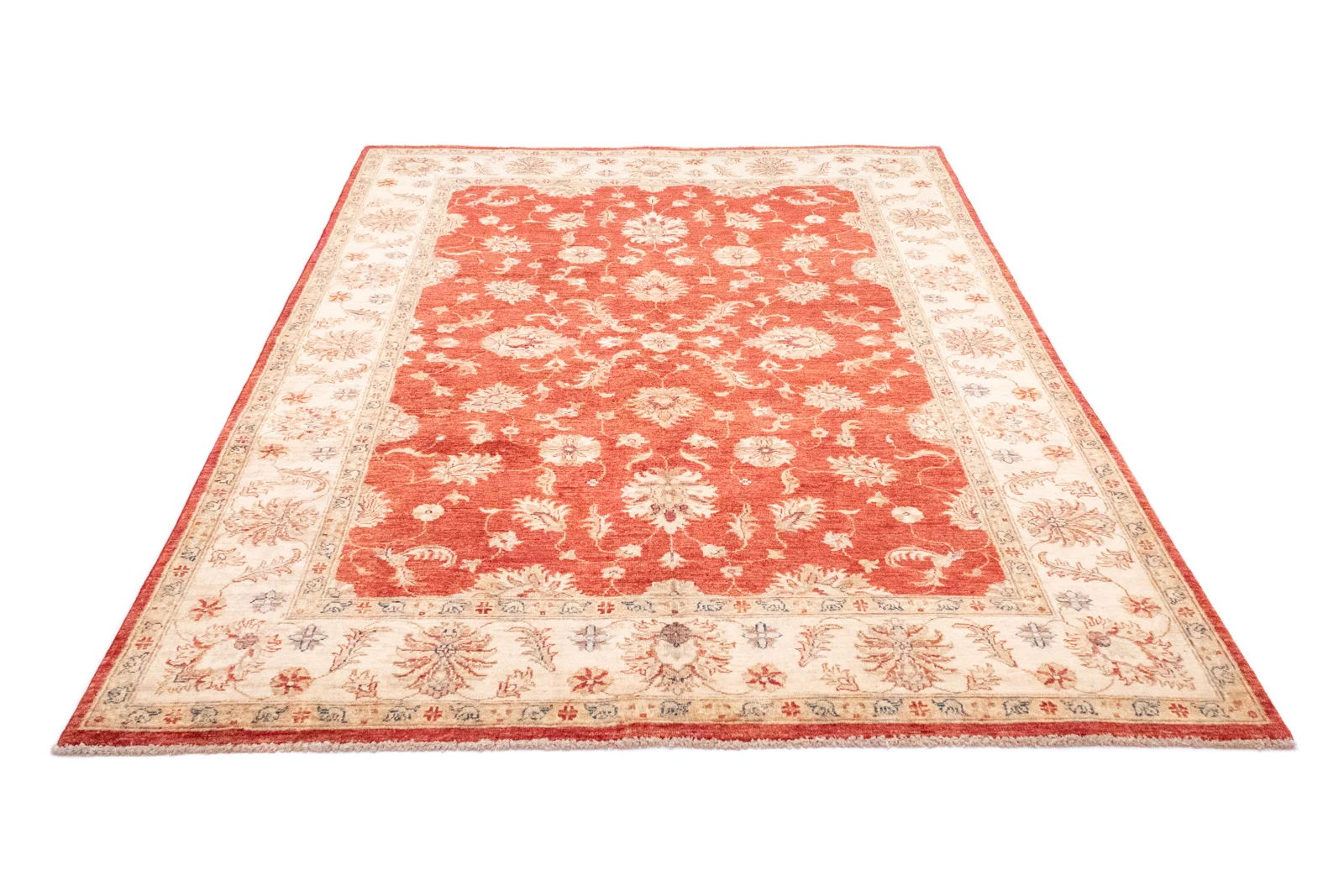 Ziegler Perserteppich 246 x 170 cm – ca. 200.000 Knoten/m², Steinwäsche für ausgeblichene Farben, handgeknüpft