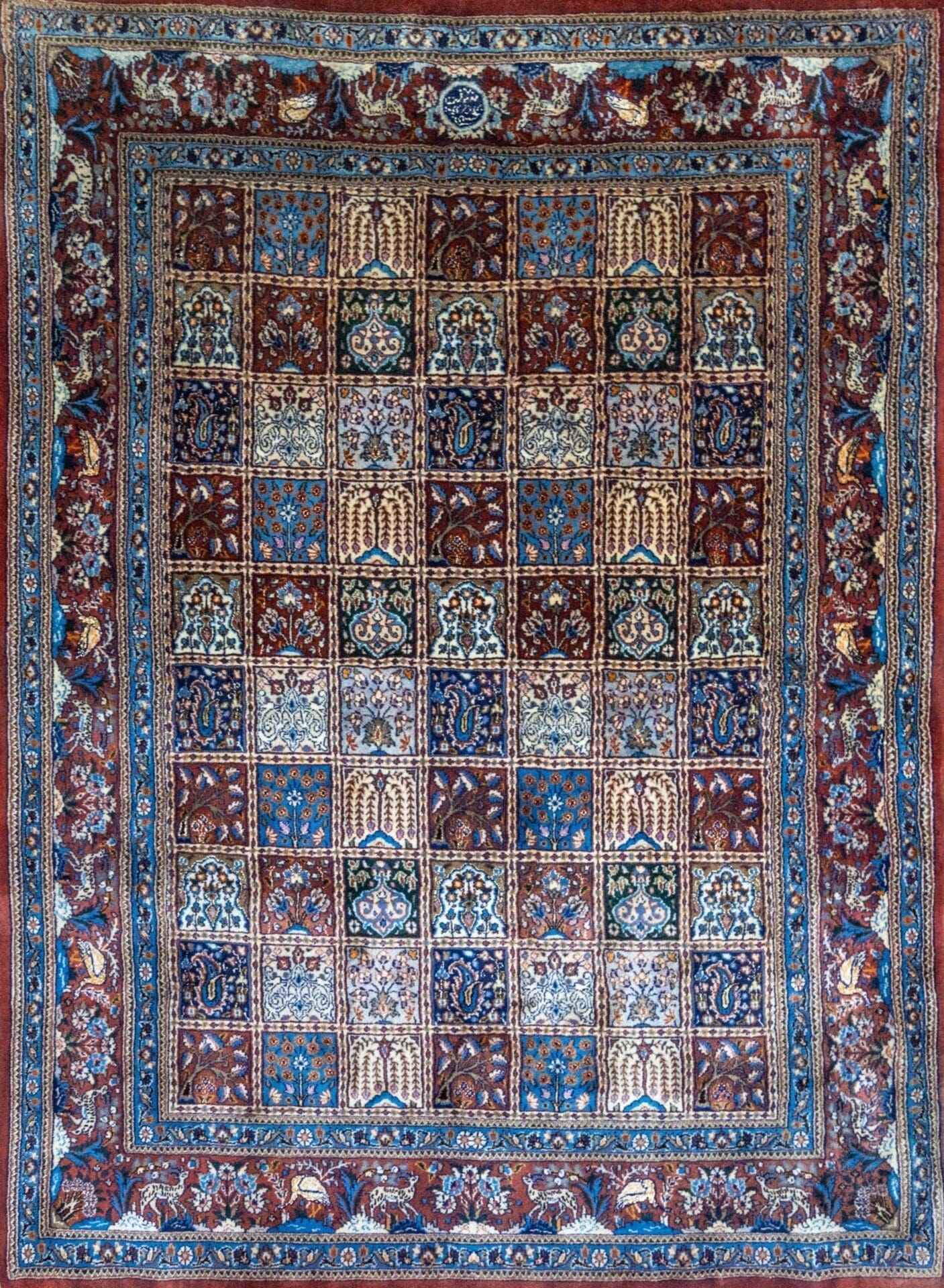 W1(#405) 205×152cm UNIKAT Handgeknüpfter ORIGINAL Moud Perserteppich 360000/Qm Felder Kheshti Motiv