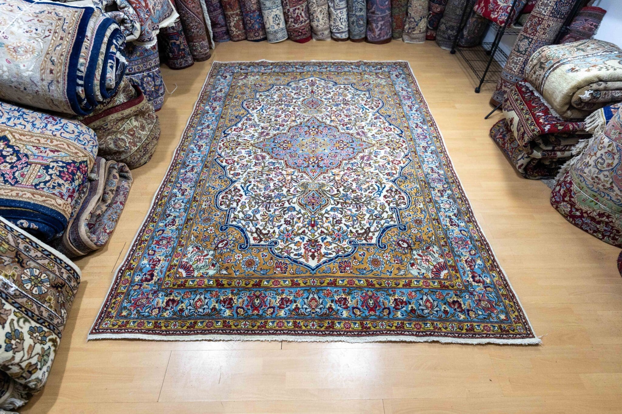 PATINA 287×200cm UNIKAT Handgeknüpfter Kashan Perserteppich W2(#390)