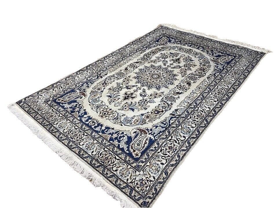 Beiger Handgeknüpfter Top Nain Perserteppich mit Seide, 240x160 cm, 8mm Florhöhe – Luxuriöses Design für jeden Raum, handgeknüpft, Perserteppich