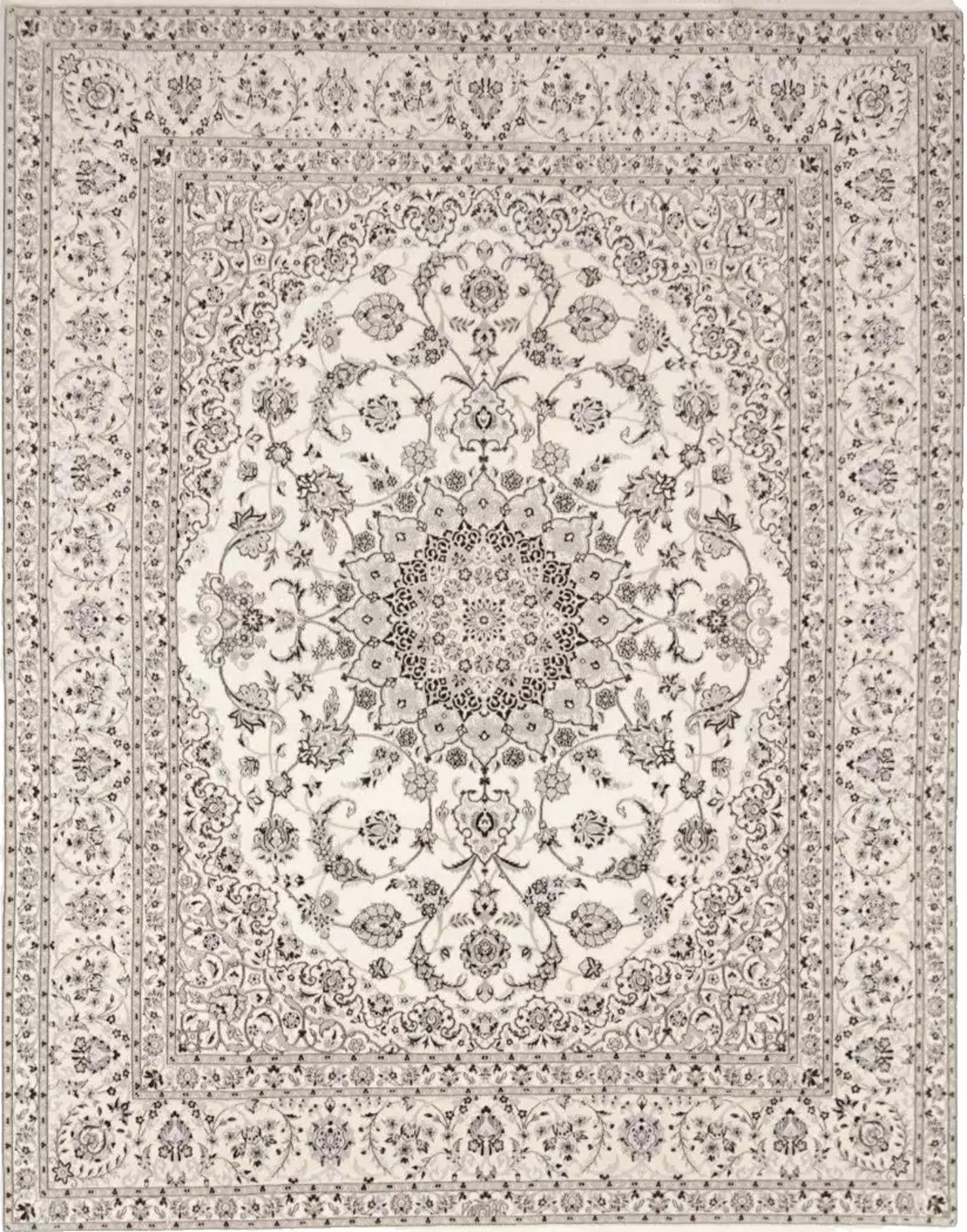 Super Nain 9 La Perserteppich 246 x 158 cm, ca. 500.000 Knoten/m², Naturwolle und Seide, Top Zustand, handgeknüpft