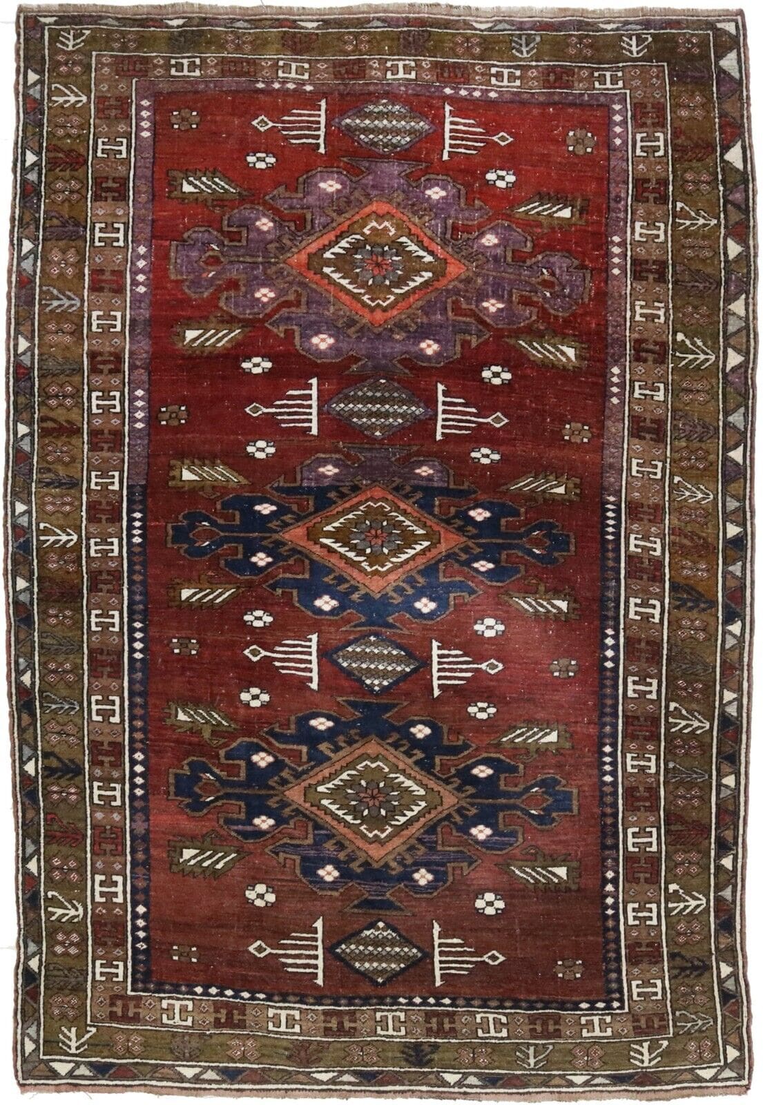 Antiker Kaukasischer Shirvan Teppich 240x170 cm, handgeknüpft, Perserteppich
