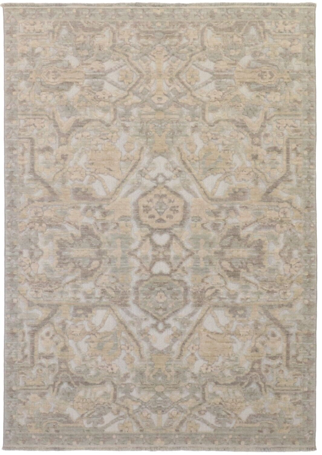 Modern Designer Teppich 165x236 cm Beige Echte Wolle handgeknüpft Perserteppich