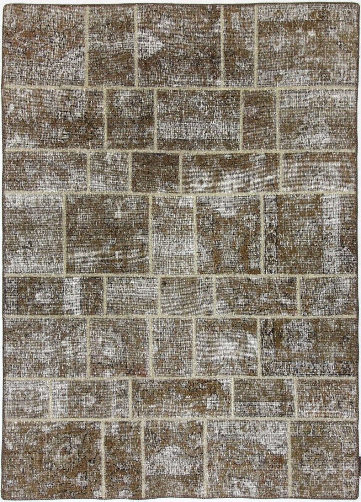 Stonwash Vintage Patchwork Perserteppich 242x171 cm, handgeknüpft
