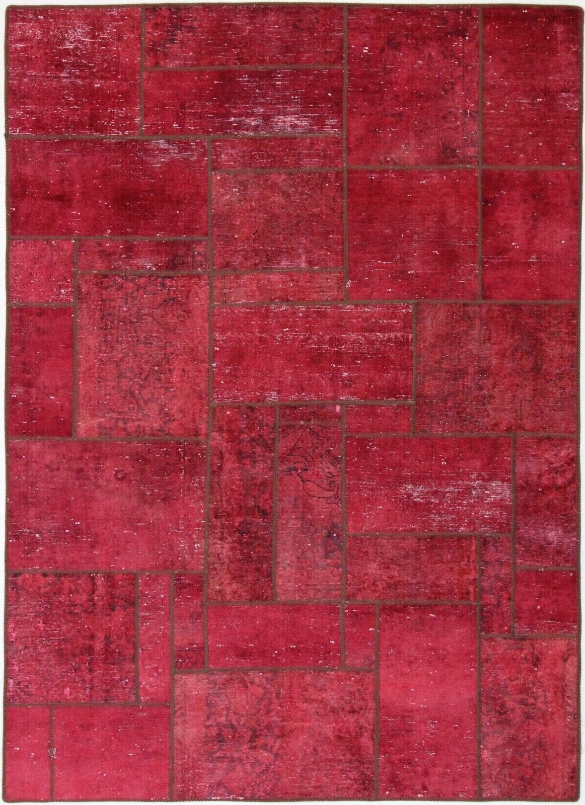 Stonwash Vintage Patchwork Perserteppich 241 x 176 cm, handgeknüpft