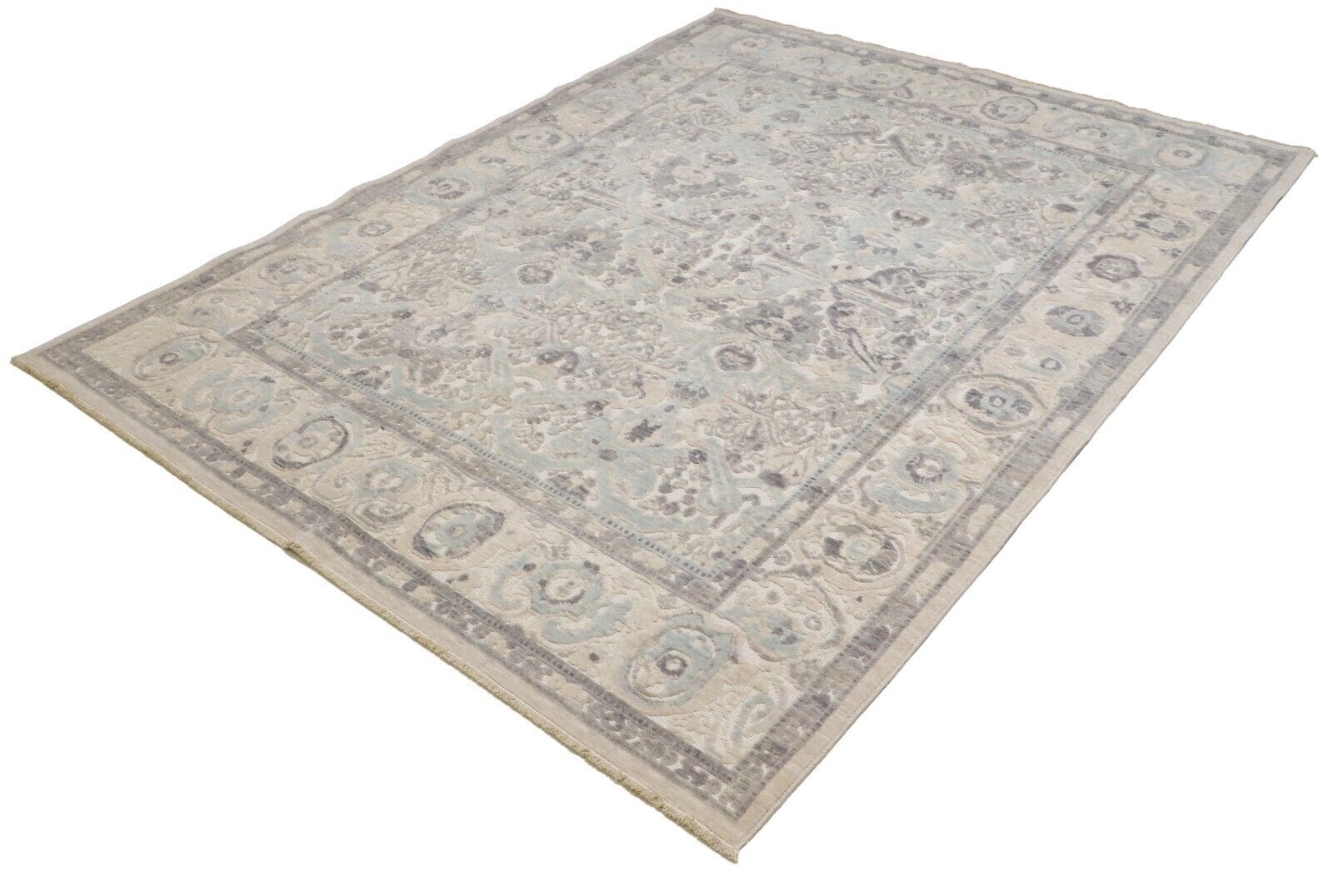 Moderner Perserteppich 182x230 cm, Beige, handgeknüpft, Wolle Relief
