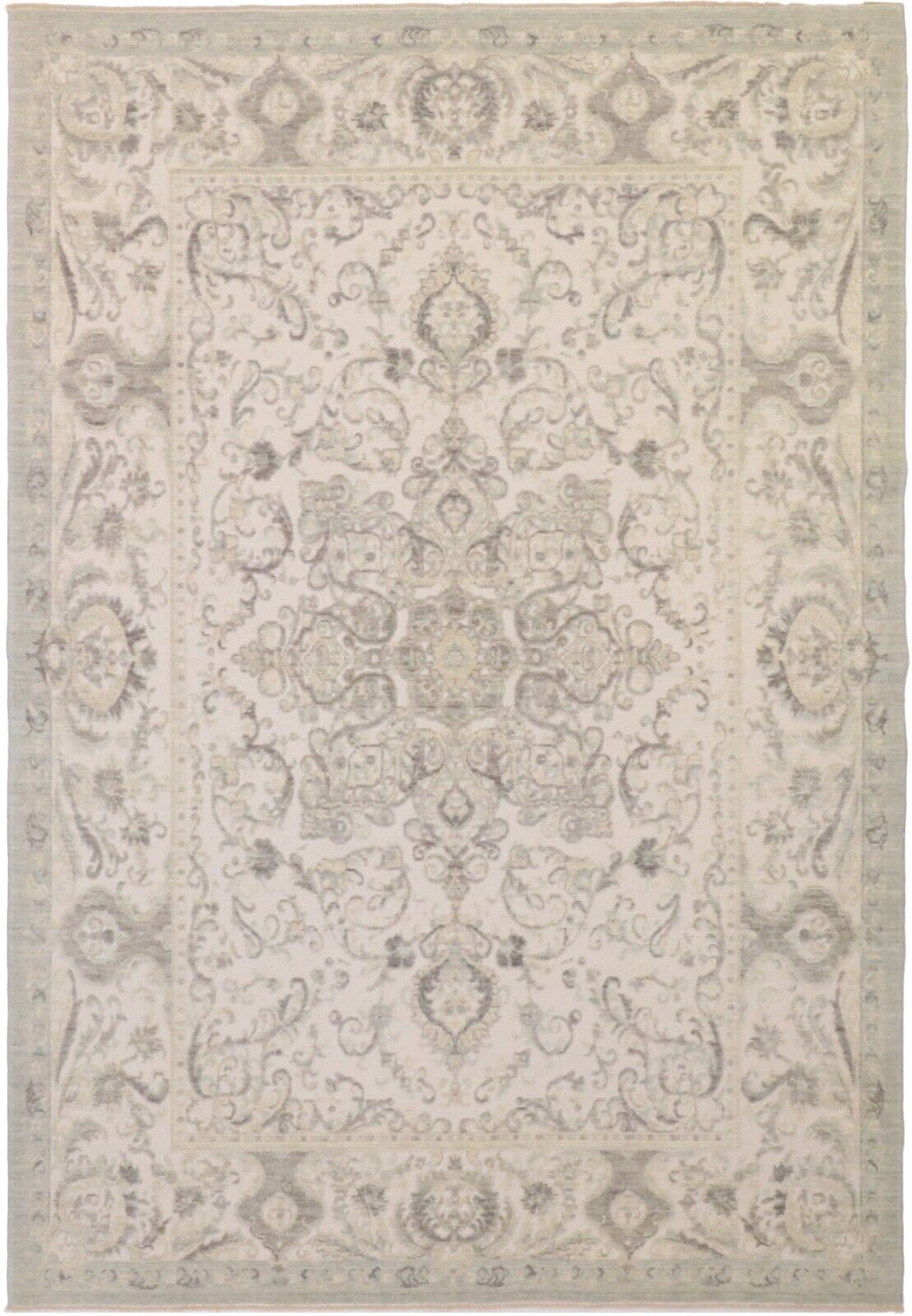 Moderner Perserteppich 197x291 cm beige, echte Wolle, handgeknüpft