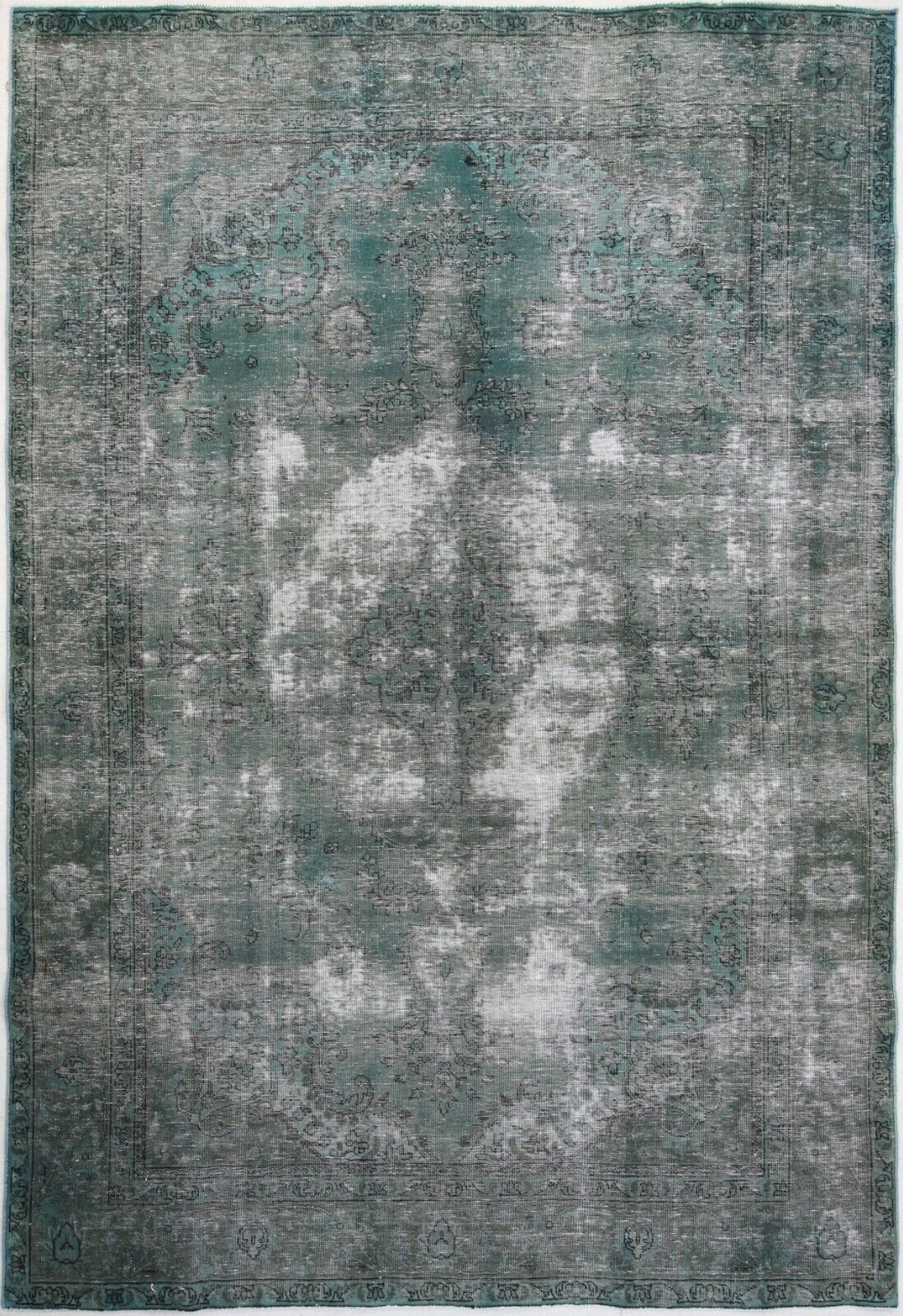 Vintage Perserteppich 295x198 cm in Grün – handgeknüpft, Nr. 1914