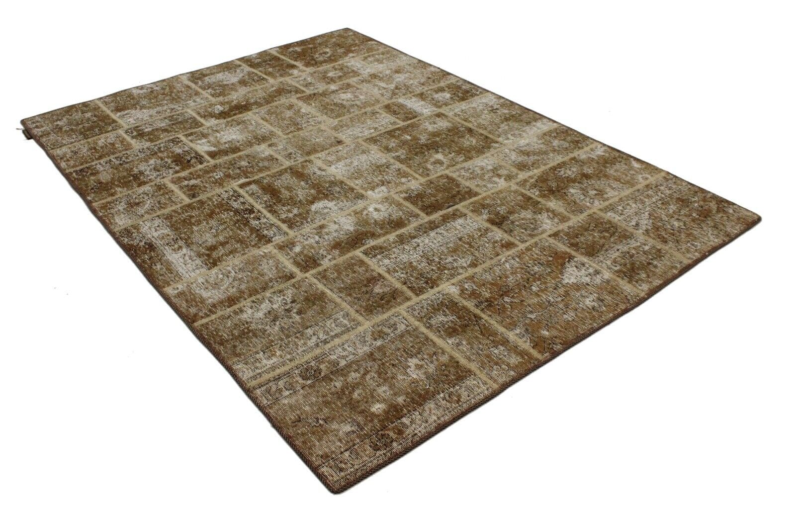 Stonwash Vintage Patchwork Perserteppich 242x171 cm, handgeknüpft