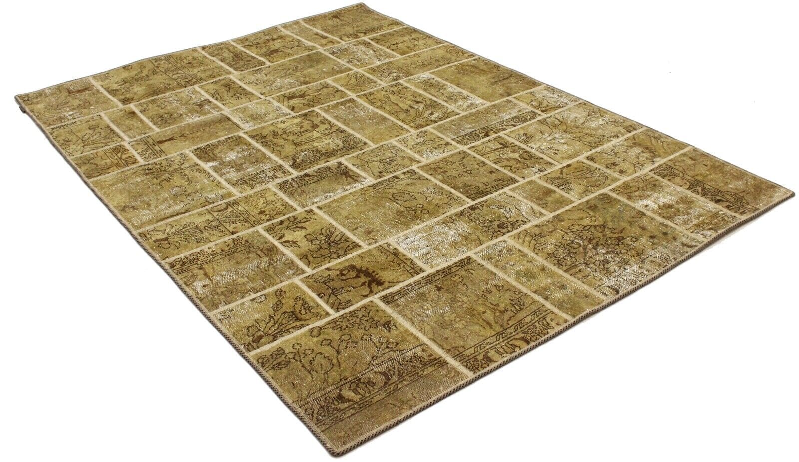 Vintage Stonwash Patchwork Perserteppich 240x178 cm - handgeknüpft