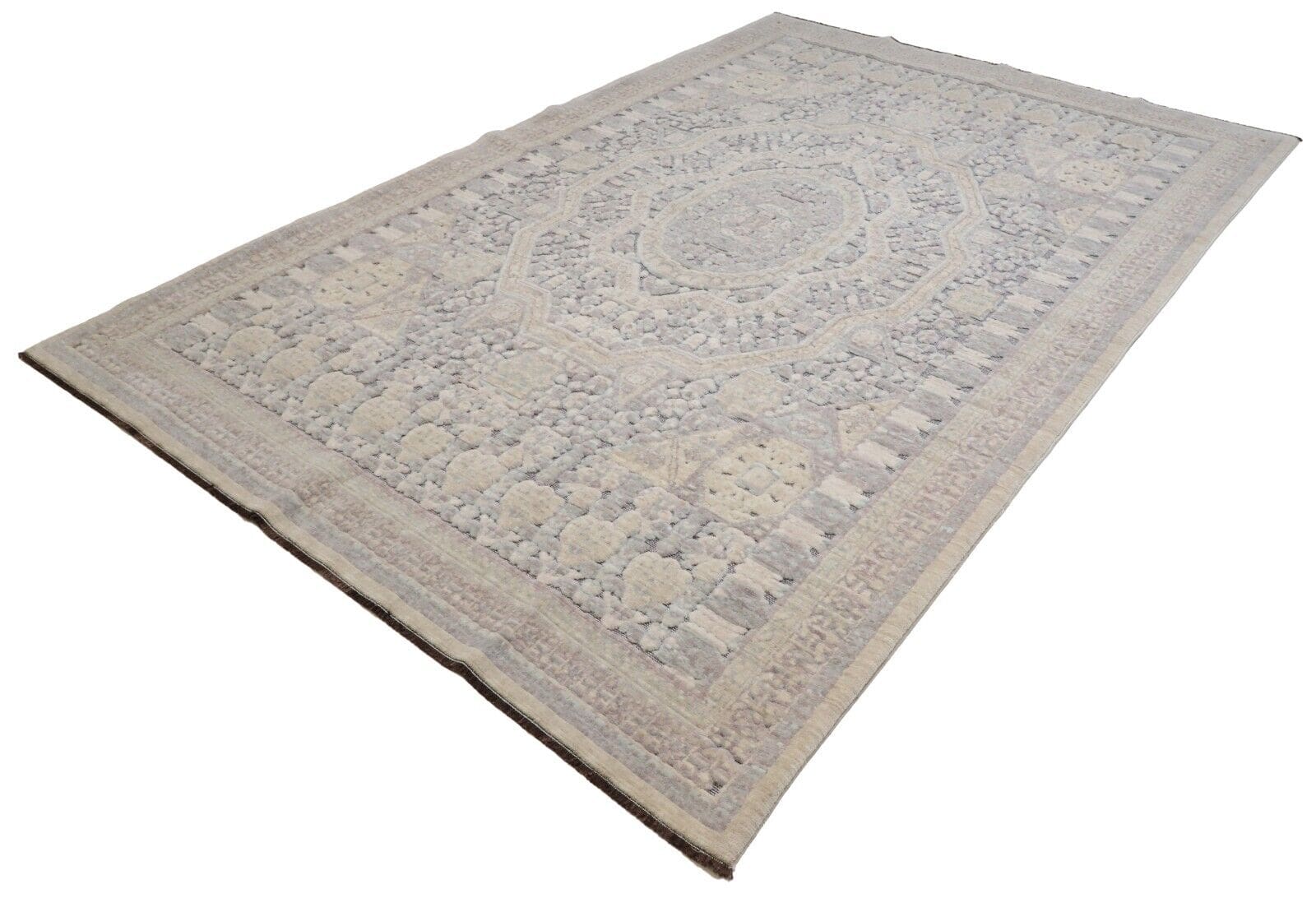 Moderner Perserteppich 200x287 cm, echte Wolle, handgeknüpft, Beige