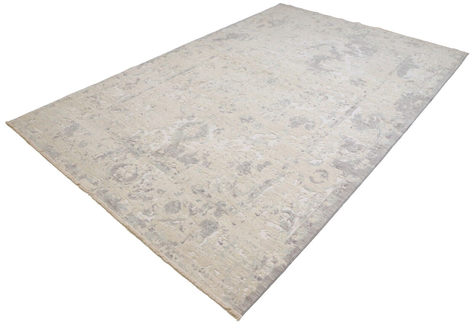 Moderner Beige Perserteppich 197x290 cm, Echte Wolle, handgeknüpft