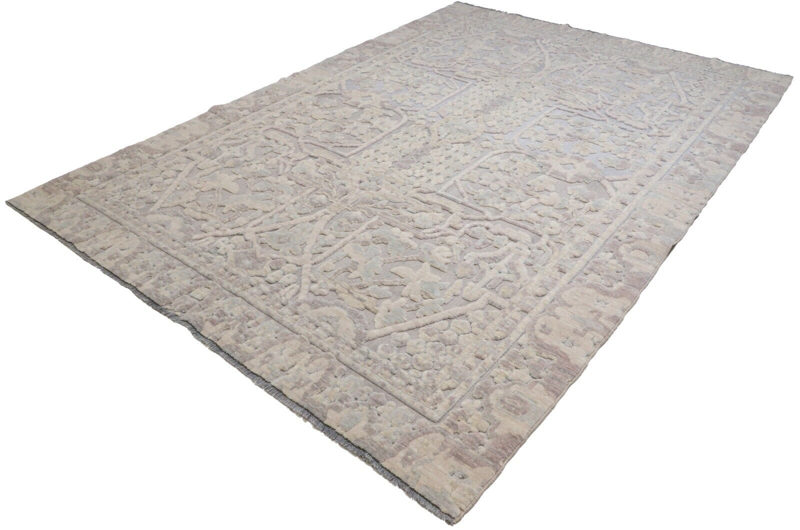 Moderner Perserteppich 215x295 cm Relief Design handgeknüpft aus Wolle