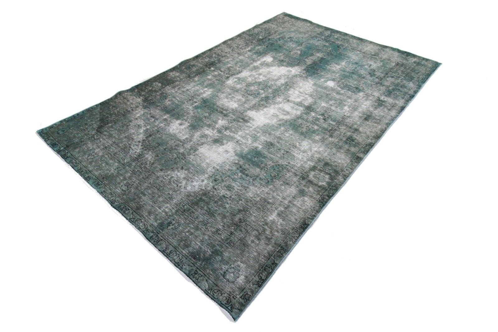 Vintage Perserteppich 295x198 cm in Grün – handgeknüpft, Nr. 1914