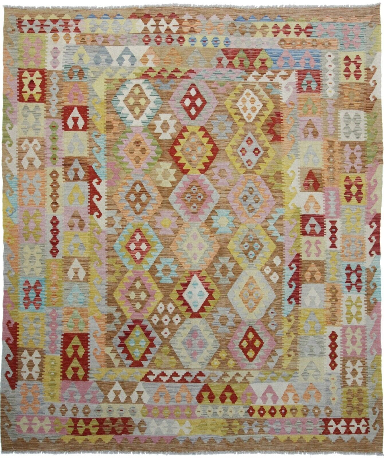Orientteppich 250x212 cm, handgewebt, Original Old Styl Kelim 2423