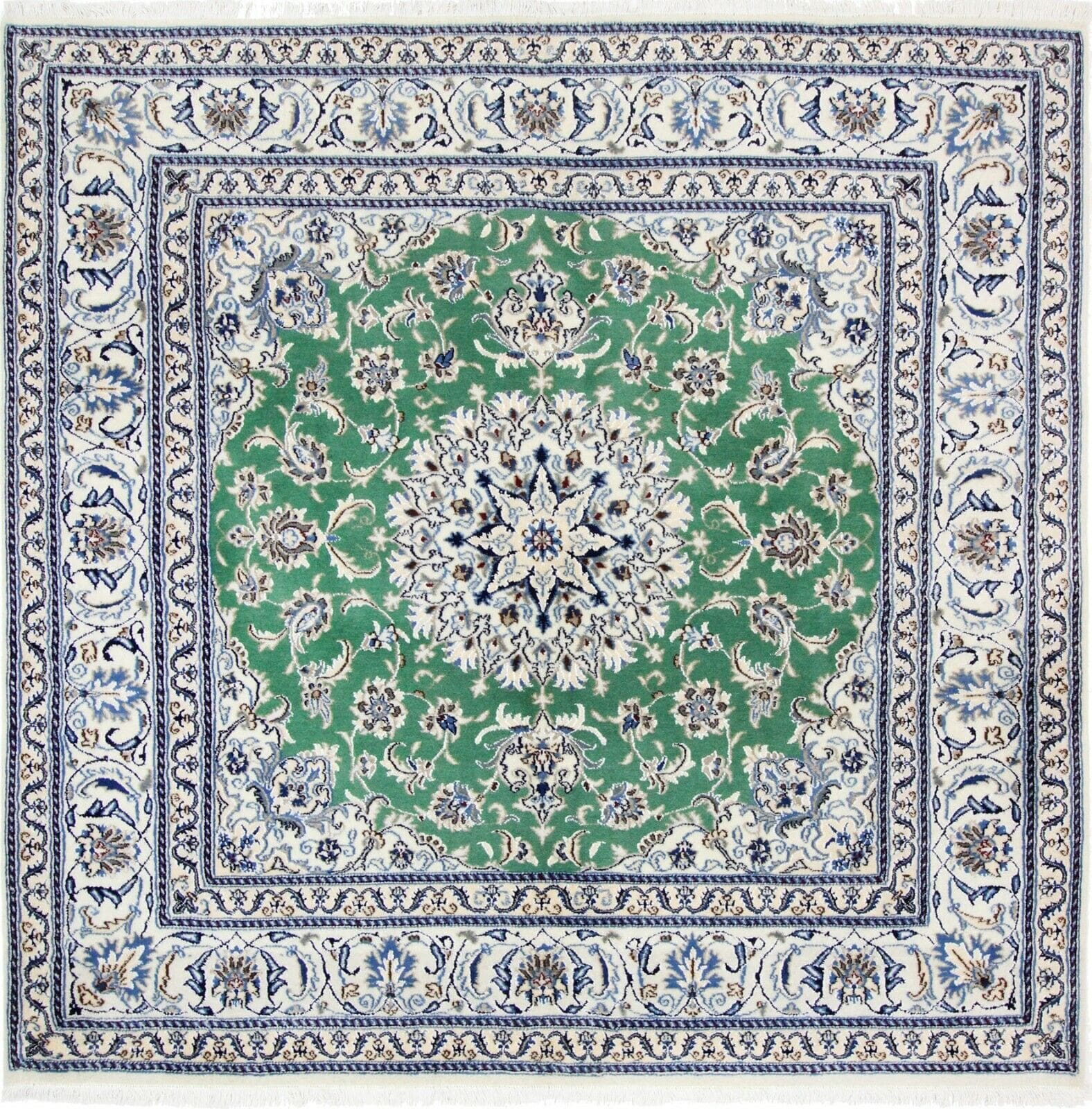Original Perserteppich Nain 194x196 cm, Top Zustand, handgeknüpft
