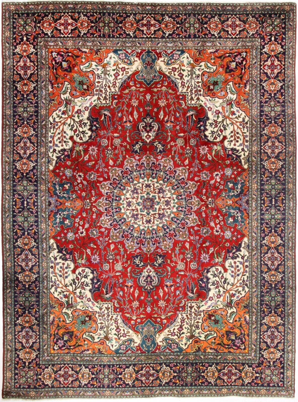 Perserteppich 344x254 cm, 40 Raj, Fein Handgeknüpft, Täbriz