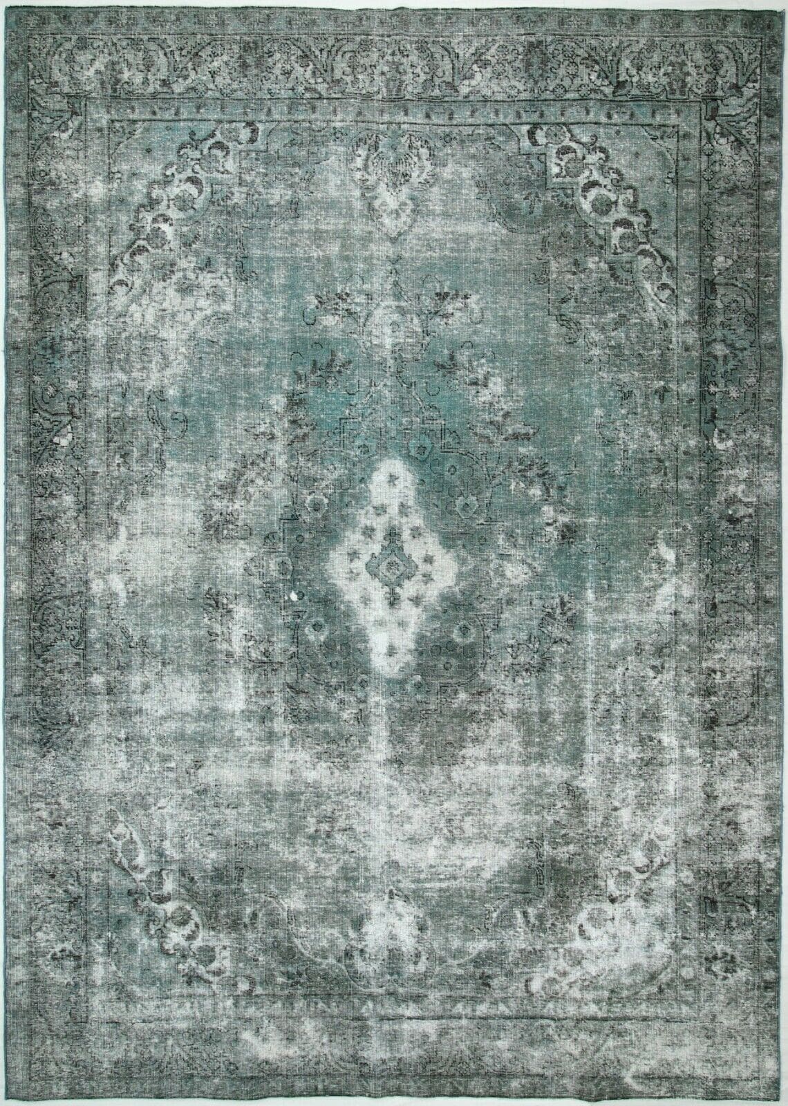 Vintage Perserteppich Grün 353x250 cm – Handgeknüpft, hohe Qualität
