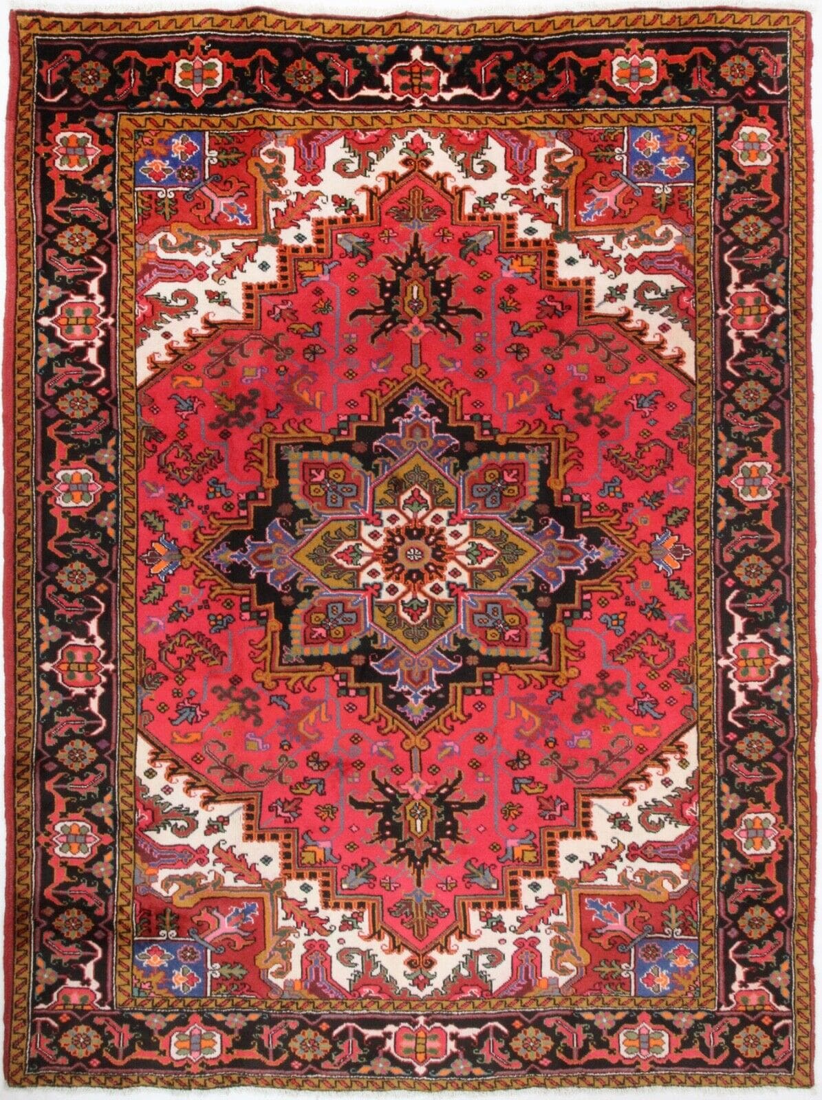 Perserteppich 353x260 cm, handgeknüpft, edler Heris Stil, Nr. 202