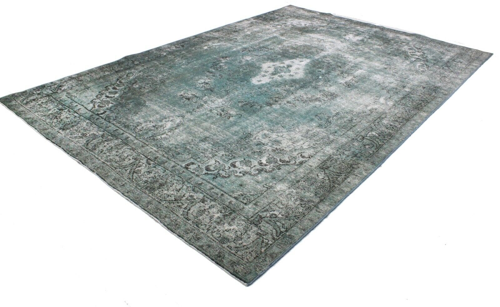 Vintage Perserteppich Grün 353x250 cm – Handgeknüpft, hohe Qualität