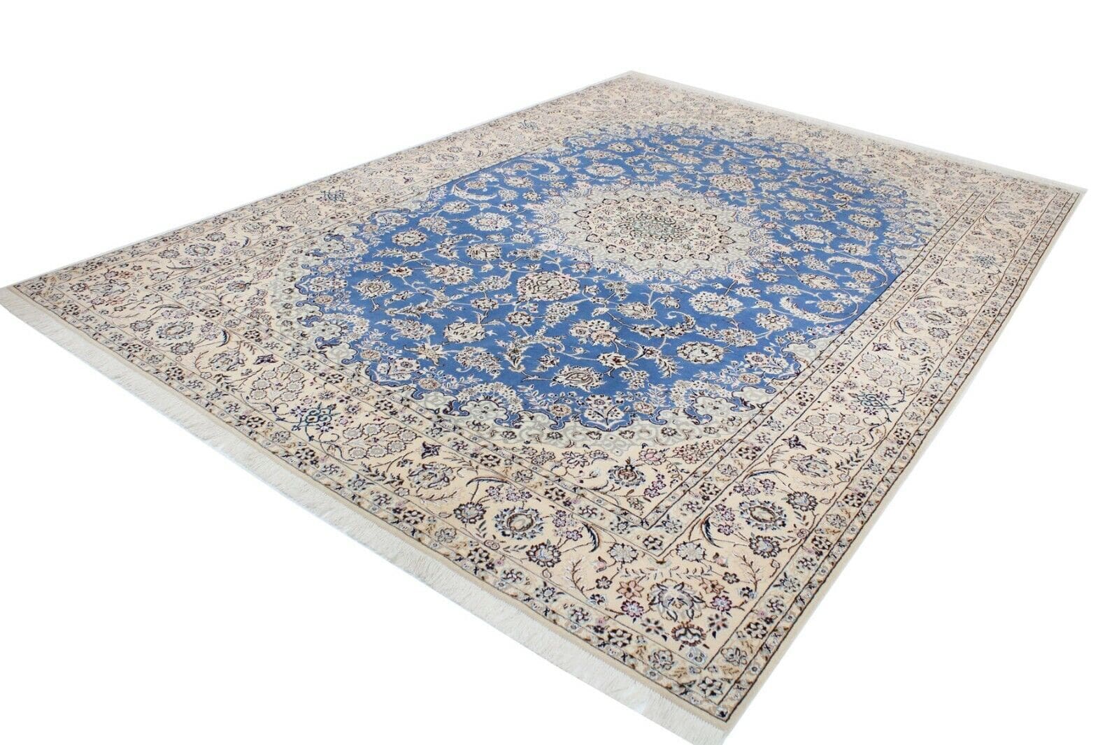 Perserteppich 356x252 cm Nain 9La, Seide, handgeknüpft, Orientteppich