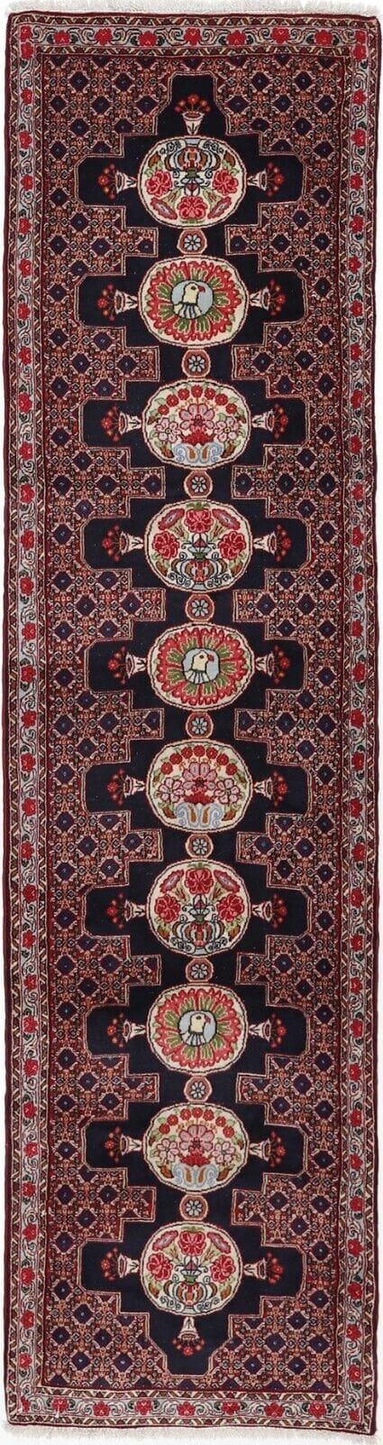 Perserteppich 305 x 75 cm, handgeknüpft, Senneh Bidjar Qualität Läufer