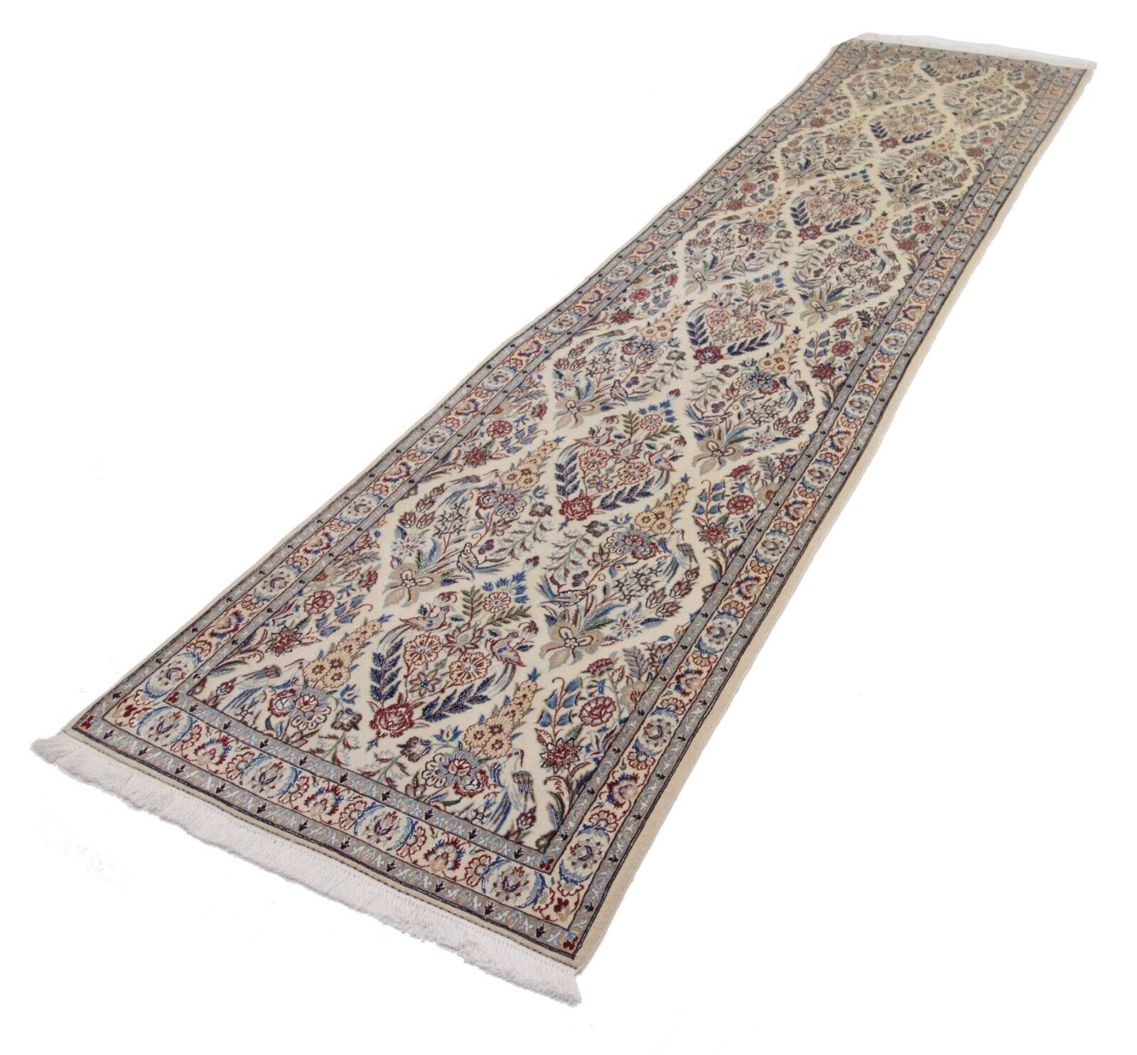 Perserteppich 350x85 cm Nain 9La Seide, handgeknüpft, Orientteppich Läufer