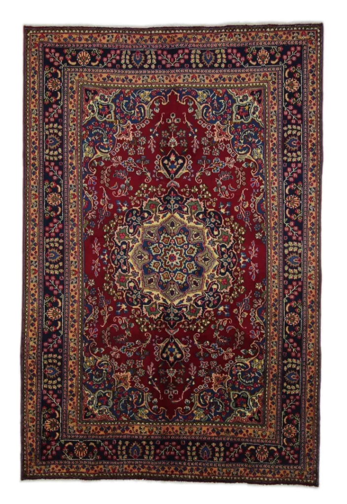 Maschhad Orientteppich 293x193 cm, florales Muster, handgeknüpft