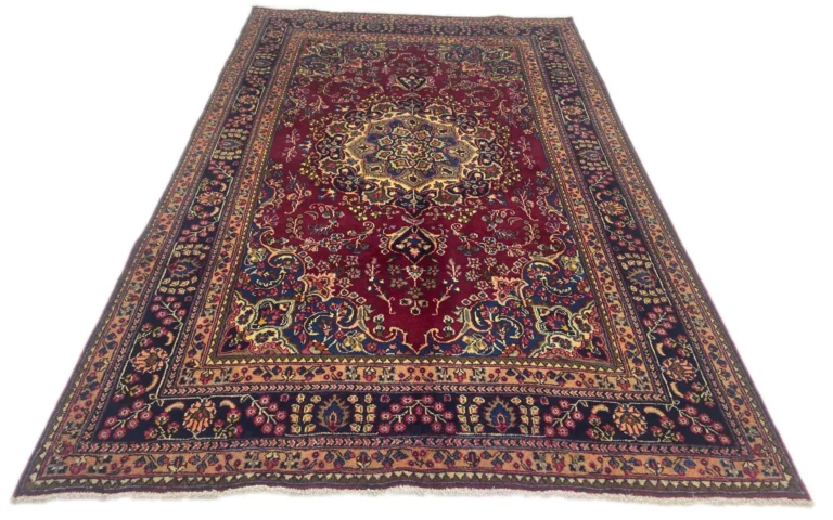 Maschhad Orientteppich 293x193 cm, florales Muster, handgeknüpft