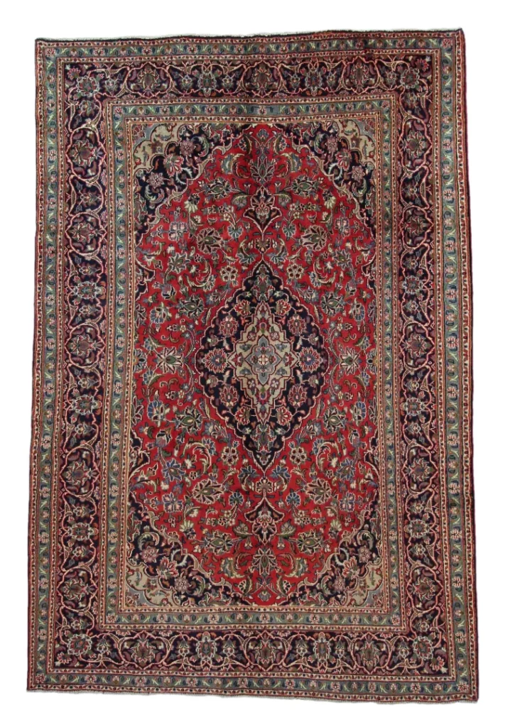 Maschhad Teppich 294x197 cm, 250000 Knoten, florales Muster, handgeknüpft für Teppiche