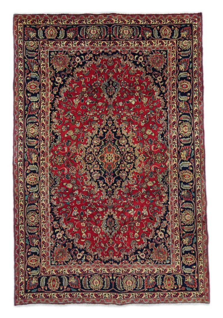 Orientteppich Maschhad 296x198 cm, florales Muster, 180.000 Knoten, handgeknüpft