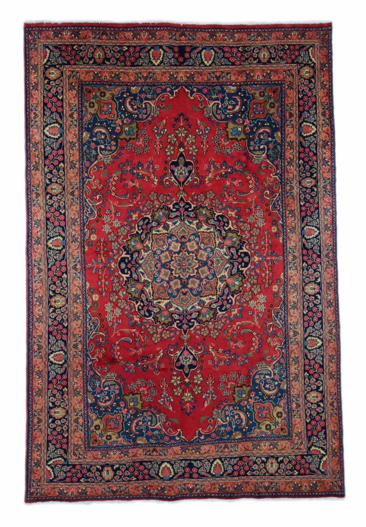 Maschhad Orientteppich 297x195 cm, florales Muster, 250.000 Knoten, handgeknüpft