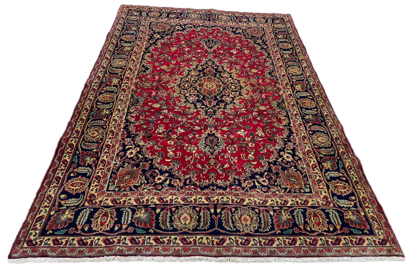 Orientteppich Maschhad 296x198 cm, florales Muster, 180.000 Knoten, handgeknüpft