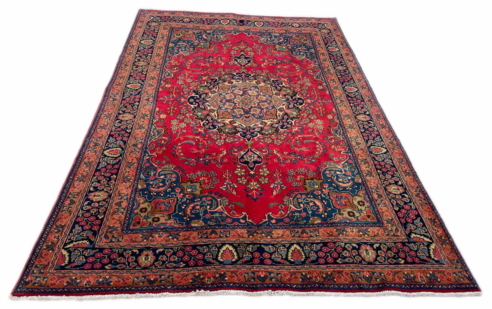 Maschhad Orientteppich 297x195 cm, florales Muster, 250.000 Knoten, handgeknüpft
