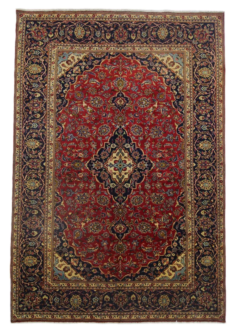 Keshan Orientteppich 283 x 193 cm, hohe Knotendichte, handgeknüpft