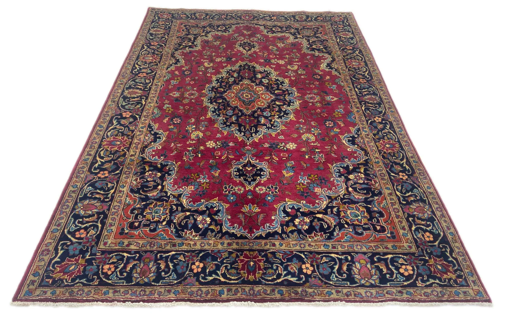 Maschhad Orientteppich 297x198 cm, 250.000 Knoten, florales Muster, handgeknüpft