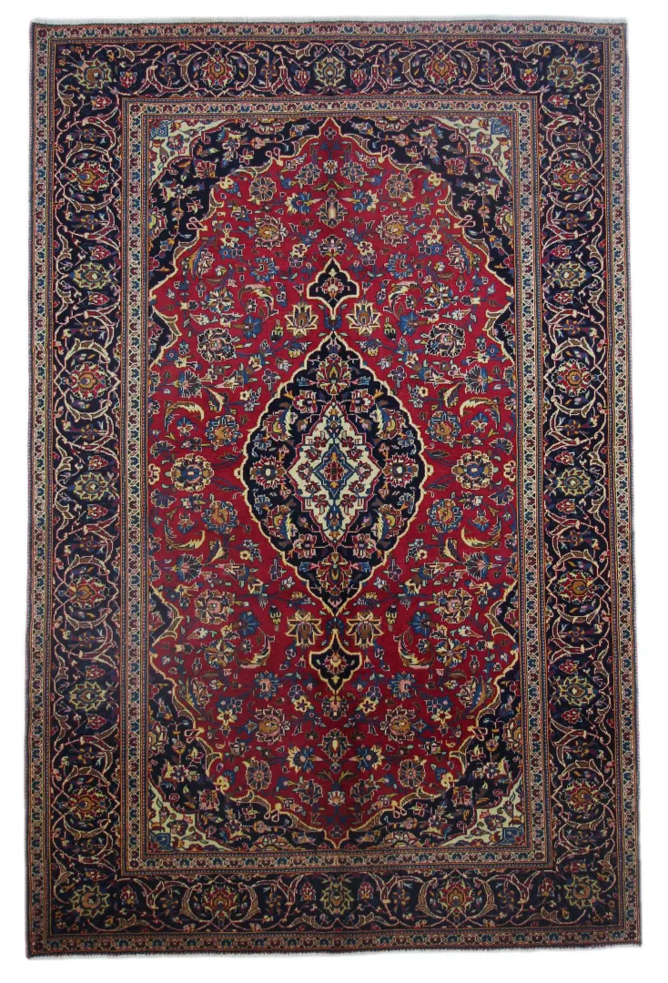 Keshan Teppich 303 x 218 cm, 150.000 Knoten, handgeknüpft, Orientteppich