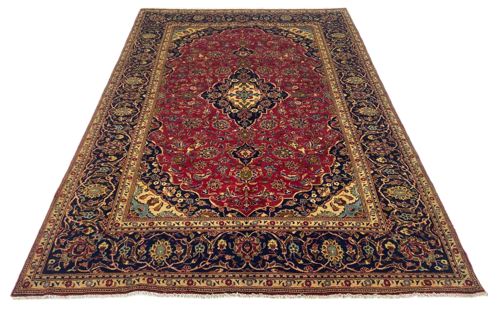 Keshan Orientteppich 283 x 193 cm, hohe Knotendichte, handgeknüpft