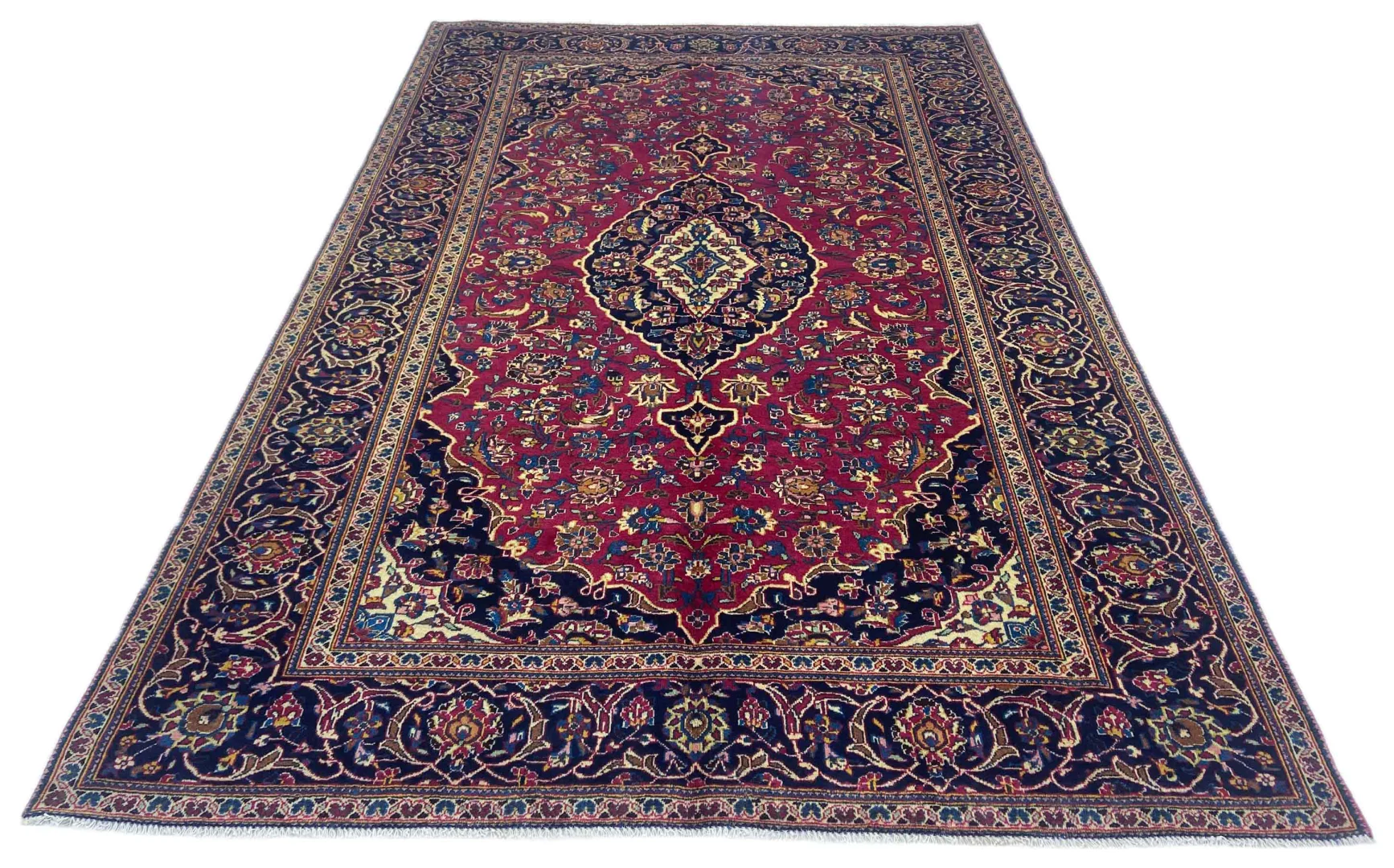 Keshan Teppich 303 x 218 cm, 150.000 Knoten, handgeknüpft, Orientteppich